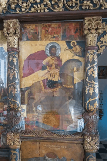 Η Εικόνα του Αγίου Μηνά στο τέμπλο του Ναού.