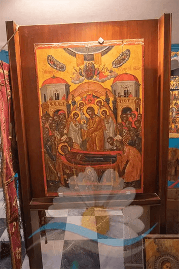 Εικόνα μεγάλων διαστάσεων, απο την συλλογή εκθεμάτων του Βυζαντινού-Εκκλησιαστικού Μουσείου Κύθνου.
